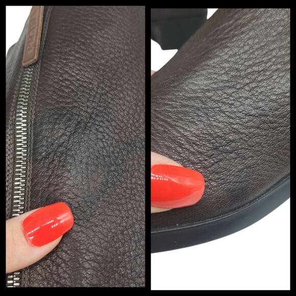 Prada Boots Womens 39.5 9.5 Brown Leather Knee High Block Heel Riding Side Zip - Picture 12 of 16